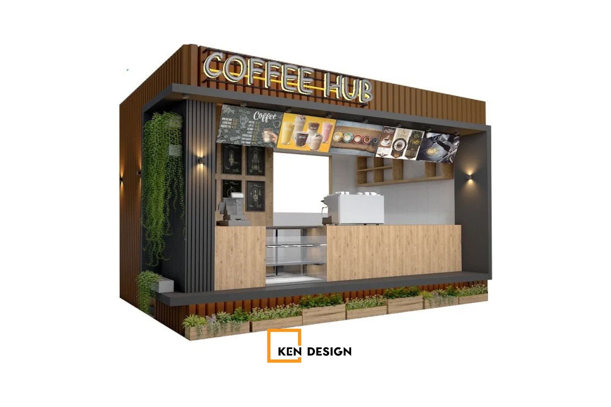 Mẫu thiết kế cafe kiosk diện tích nhỏ